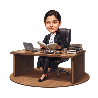 Personalized Lawyer & Advocate Female Caricature C1291