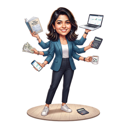 Personalized Chartered Accountant Female CA Caricature C1235