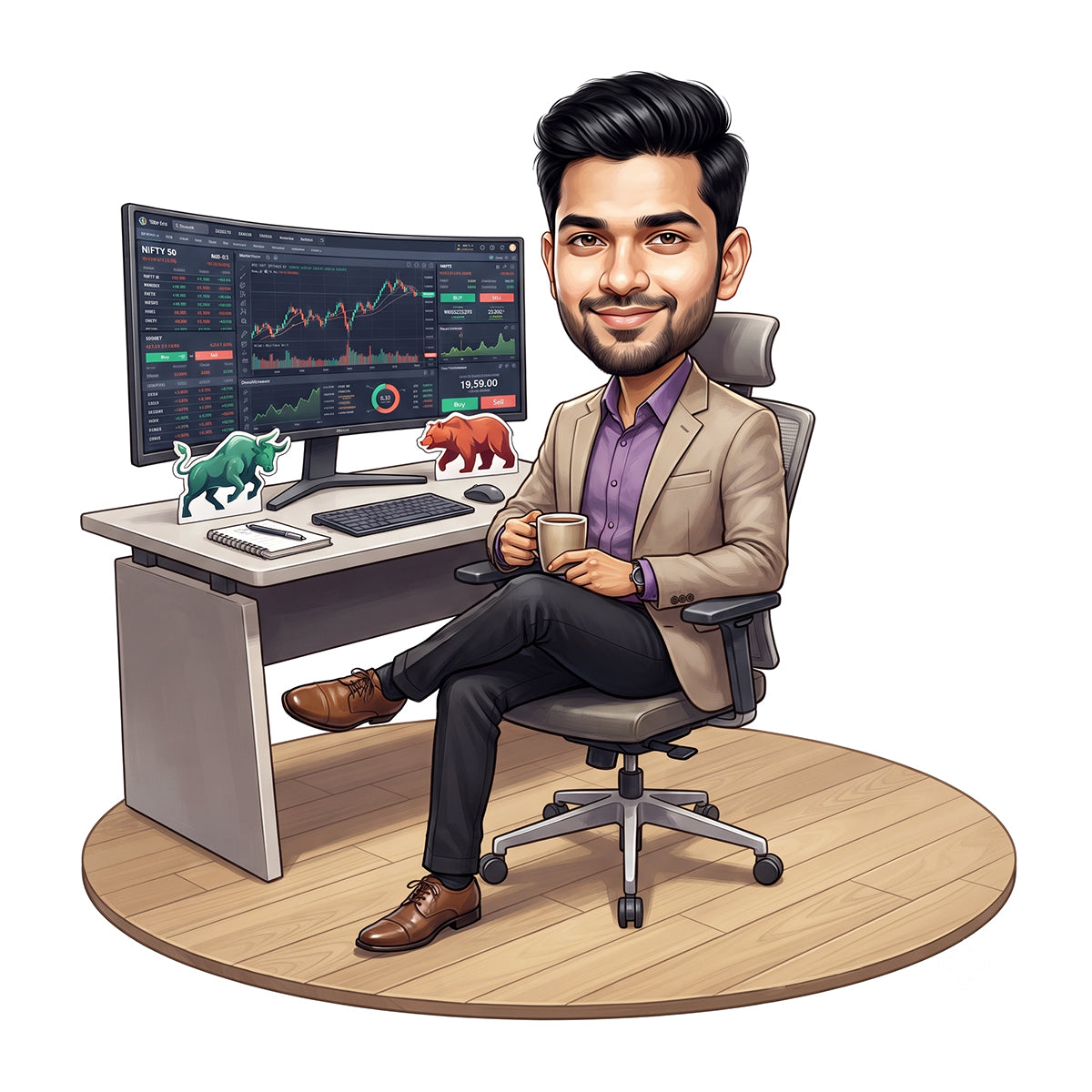 Stock Market Trader male Caricature C1250