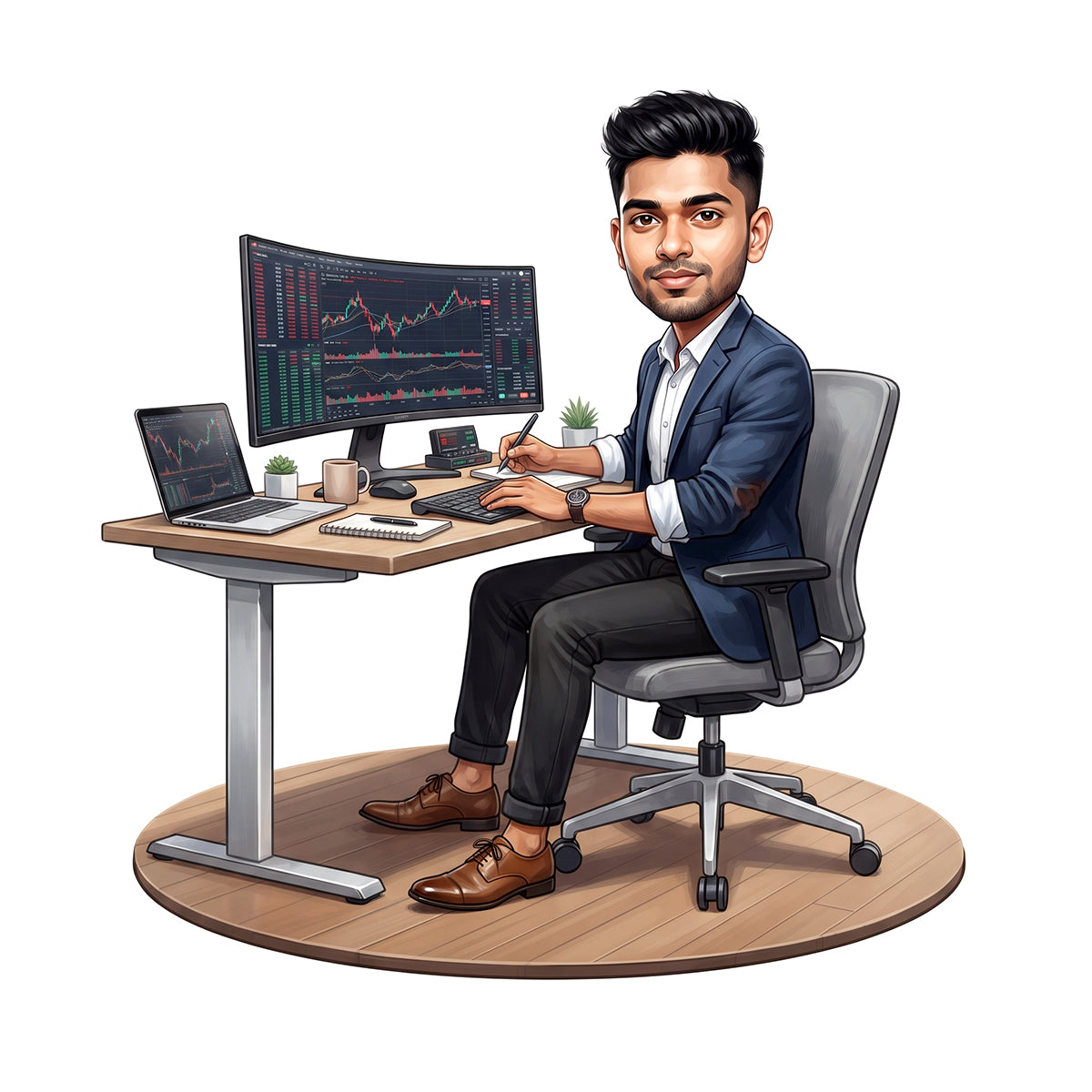 Stock Market Trader Male Caricature C1268