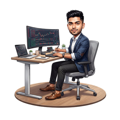 Stock Market Trader Male Caricature C1268