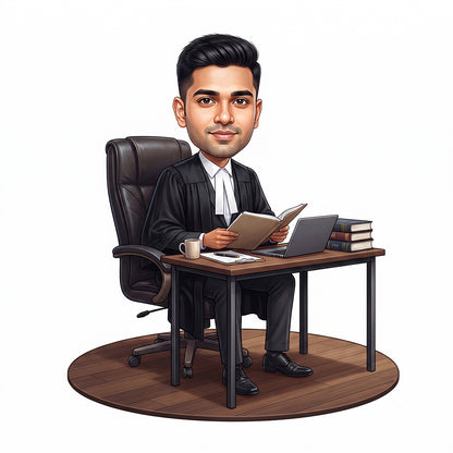 Personalized Lawyer & Advocate Male Caricature C1298