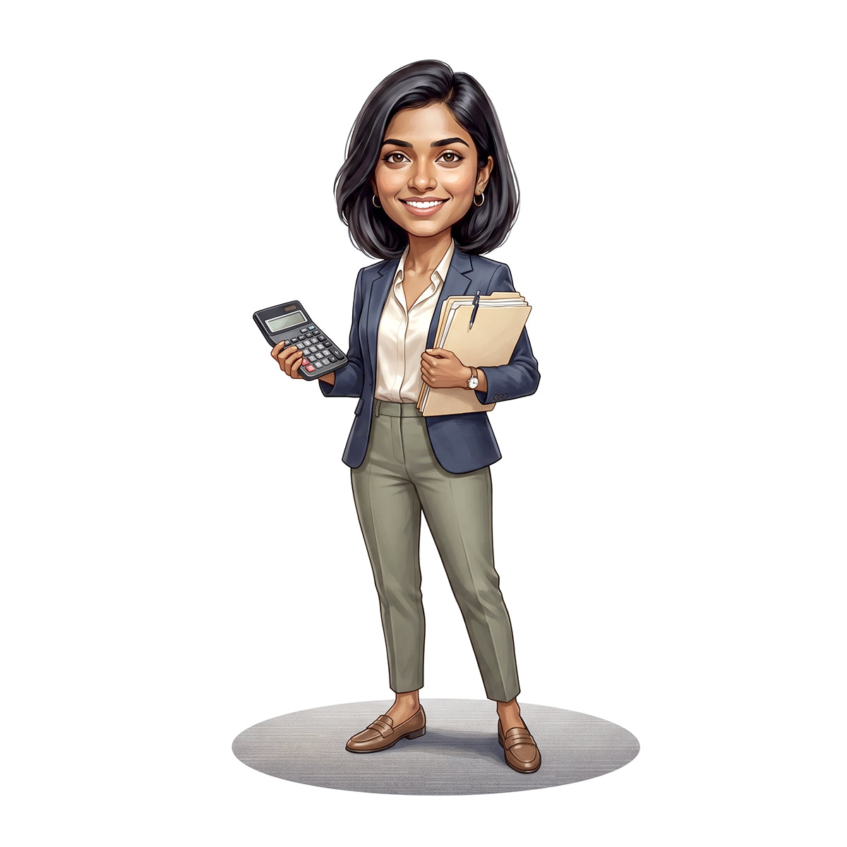 Personalized Chartered Accountant Female CA Caricature C1224