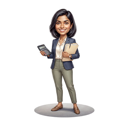 Personalized Chartered Accountant Female CA Caricature C1224