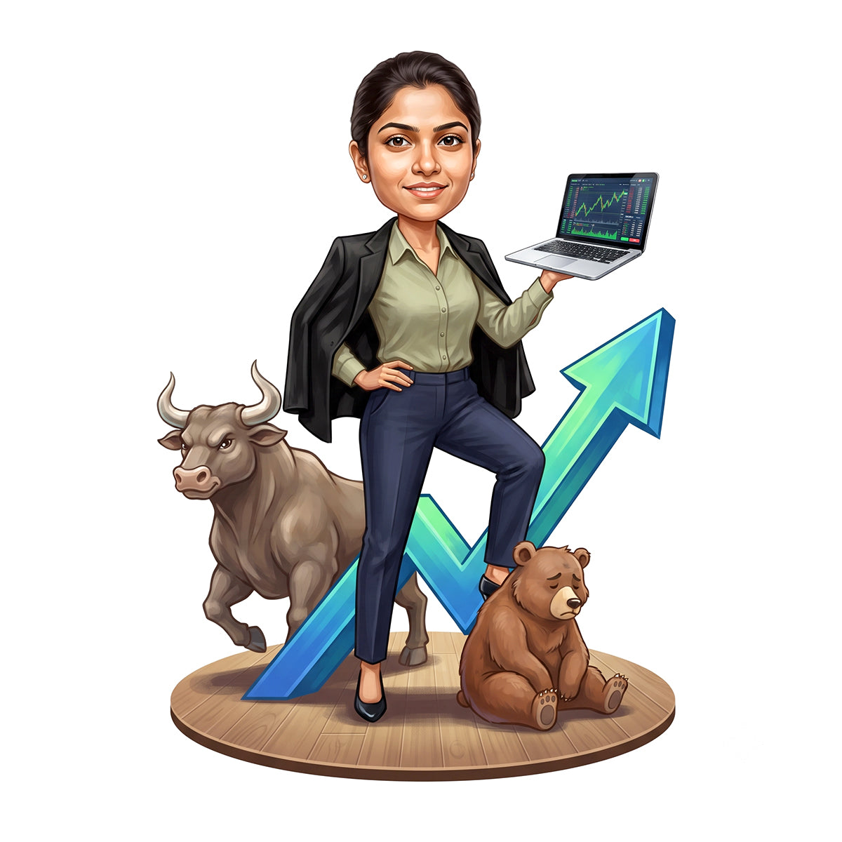 Stock Market Trader Female Caricature C1272