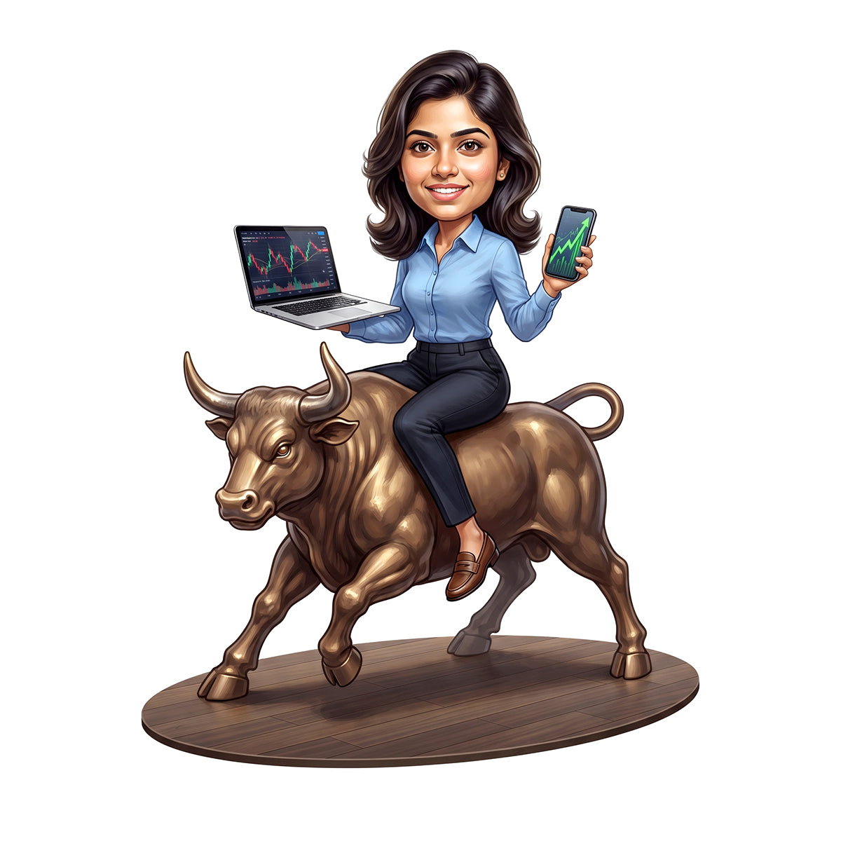 Stock Market Trader Female Caricature C1262