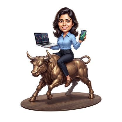 Stock Market Trader Female Caricature C1262