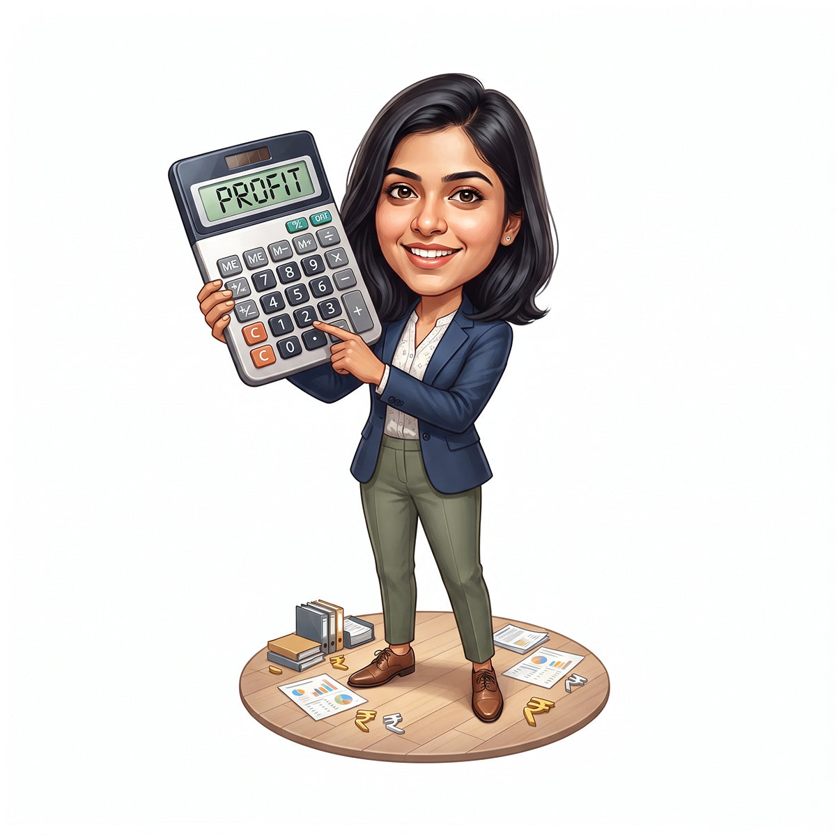 Personalized Chartered Accountant Female CA Caricature C1234