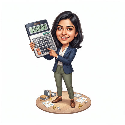 Personalized Chartered Accountant Female CA Caricature C1234