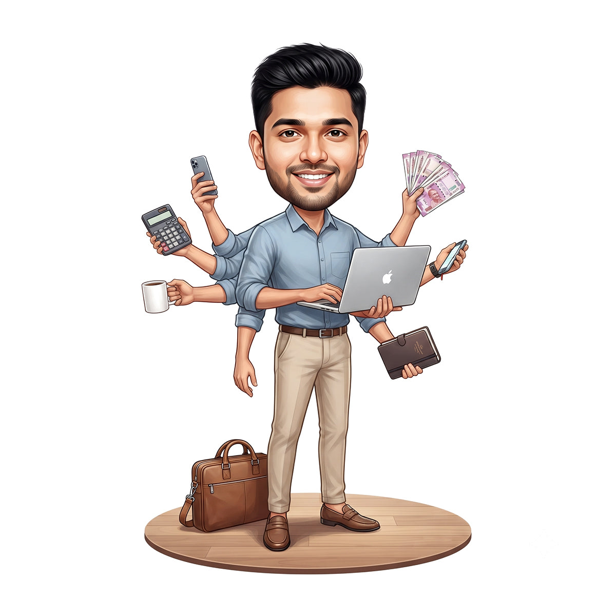 Personalized Entrepreneur & Businessman Multitasker Caricature C1342