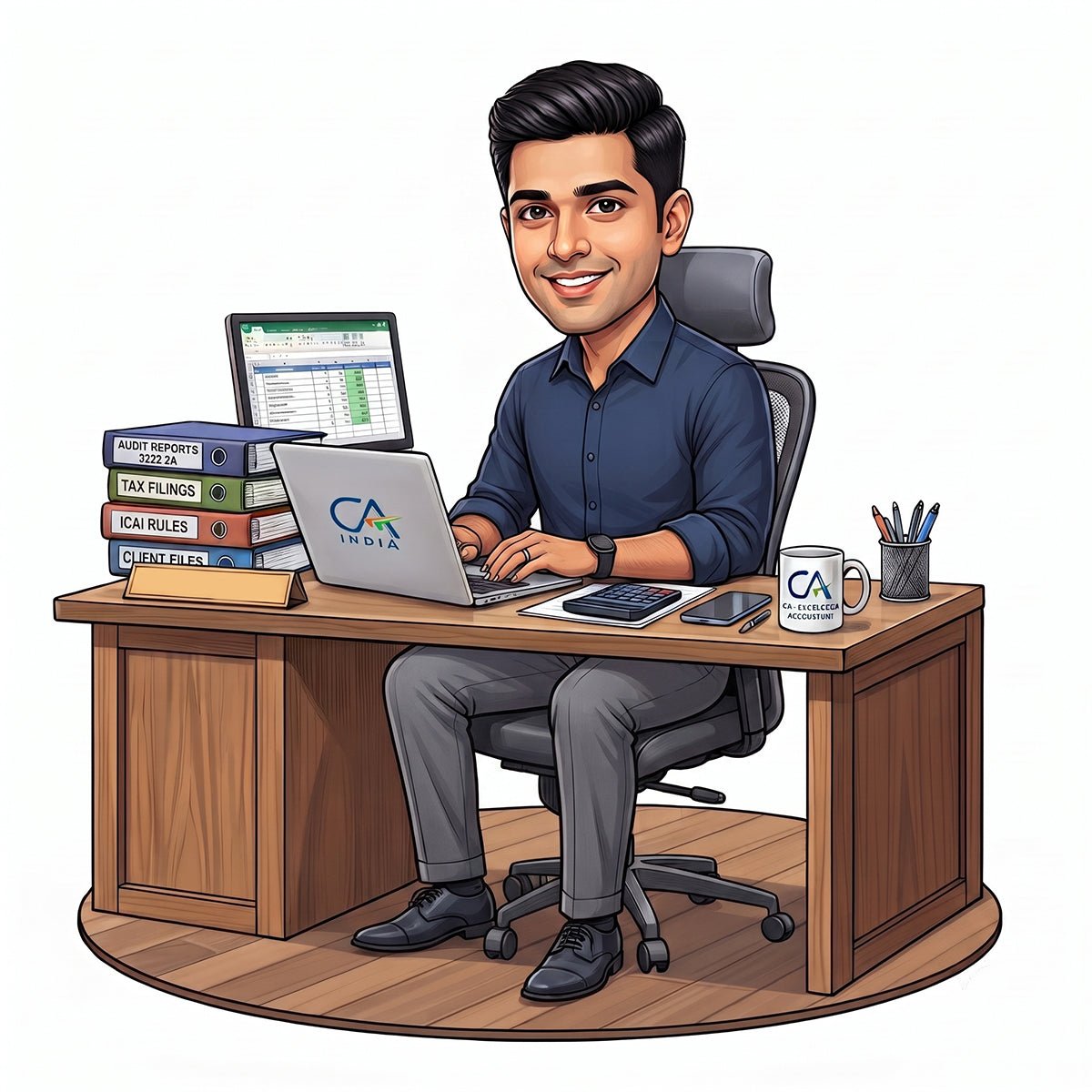 Personalized Chartered Accountant Male CA Caricature C1248