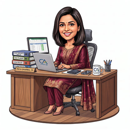 Personalized Chartered Accountant Female CA Caricature C1247