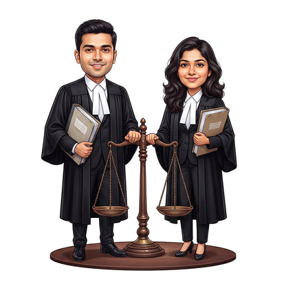 Personalized Lawyer & Advocate Couple Caricature C1289