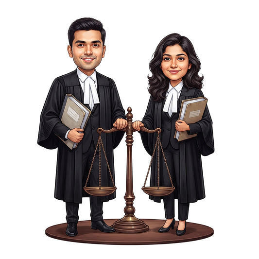 Personalized Lawyer & Advocate Couple Caricature C1289
