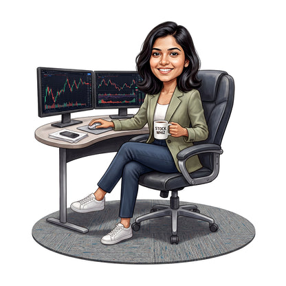 Stock Market Trader Female Caricature C1267