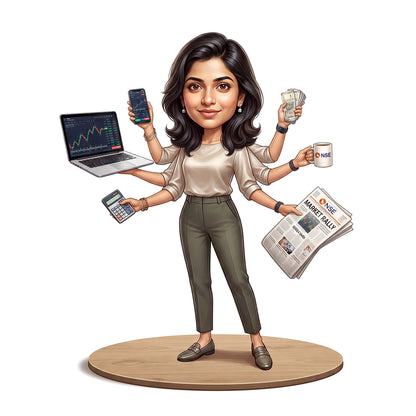 Stock Market Trader Female Caricature C1249