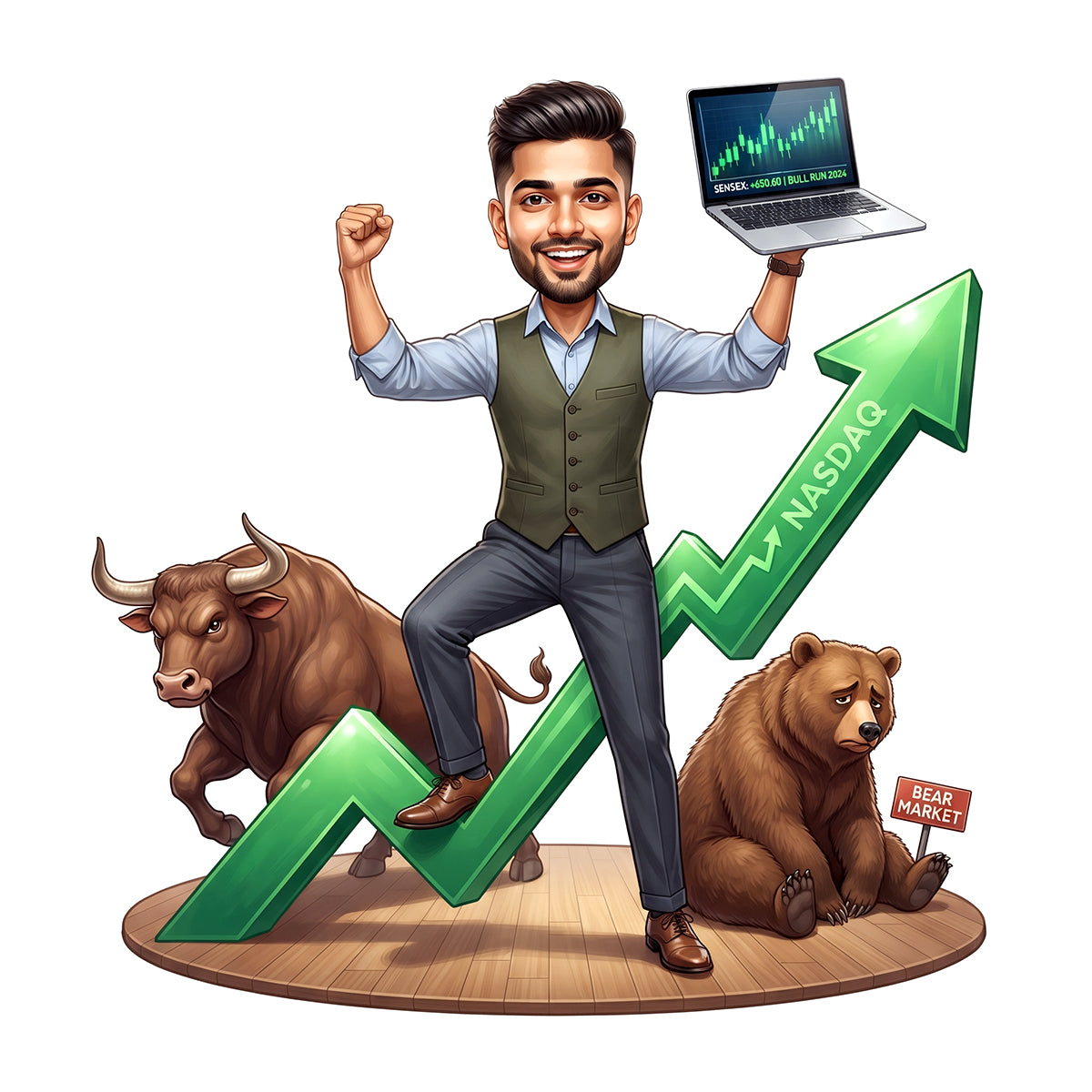 Stock Market Trader Male Caricature C1269