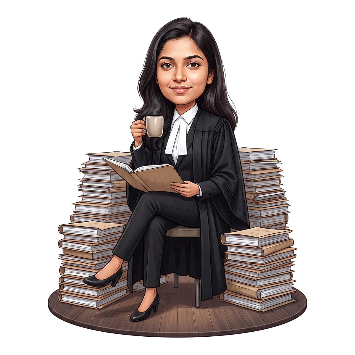 Personalized Lawyer & Advocate Female Caricature C1303