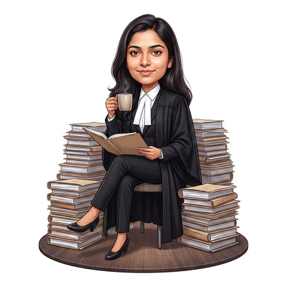 Personalized Lawyer & Advocate Female Caricature C1303