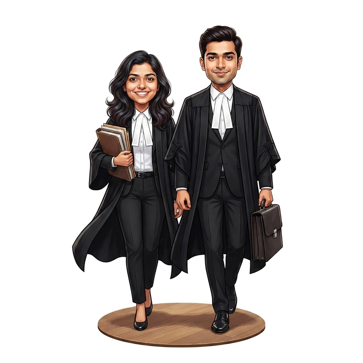 Personalized Lawyer & Advocate Couple Caricature C1304