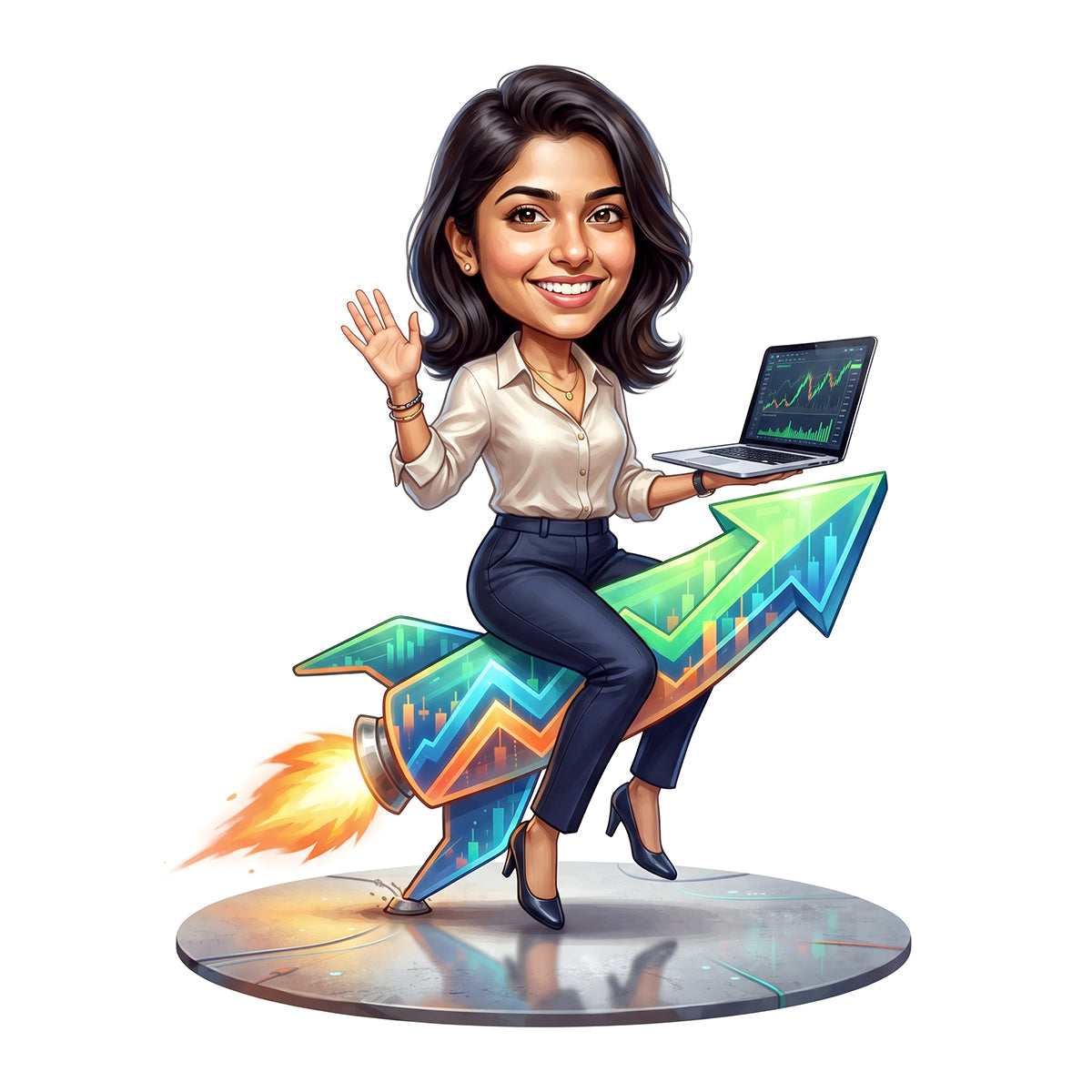 Stock Market Trader Female Caricature C1260