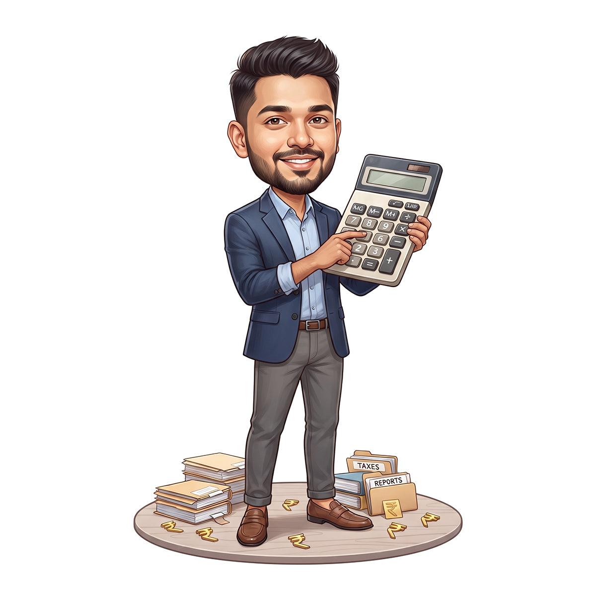 Personalized Chartered Accountant Male CA Caricature C1240