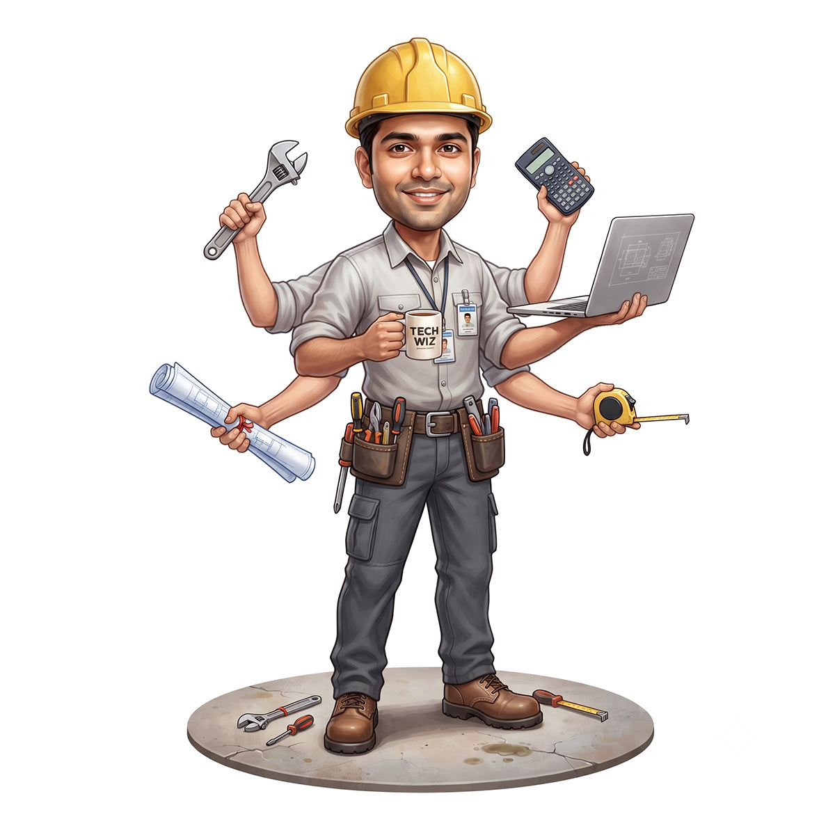 Personalized Engineer Caricature Male Caricature C1321