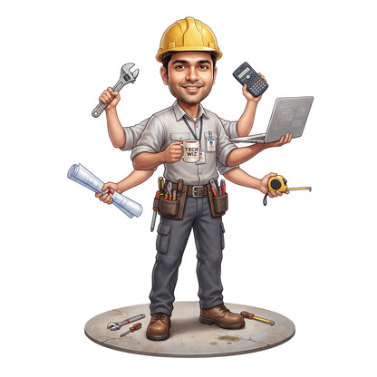 Personalized Engineer Caricature Male Caricature C1321