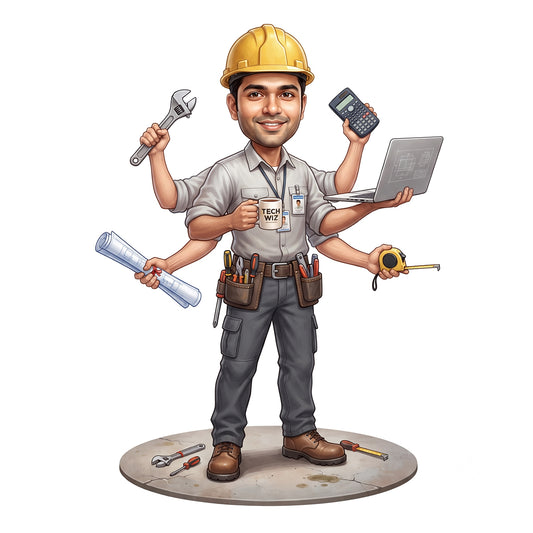 Personalized Engineer Caricature Male Caricature C1321