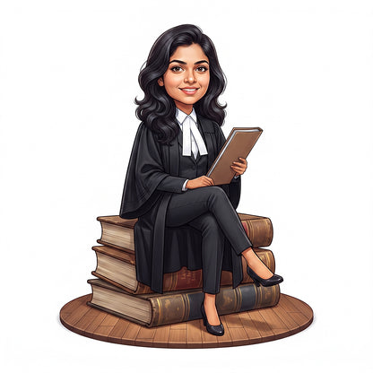 Personalized Lawyer & Advocate Female Caricature C1295