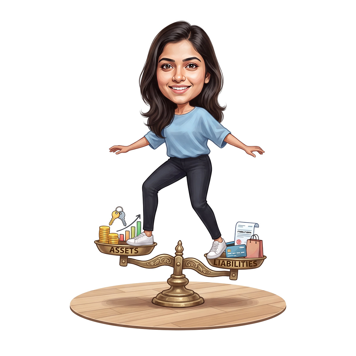 Personalized Chartered Accountant Female CA Caricature C1244
