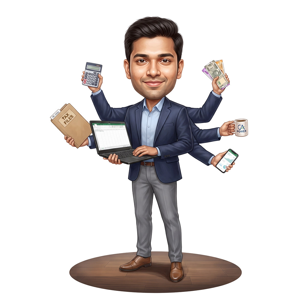 Personalized Chartered Accountant Male CA Caricature C1219
