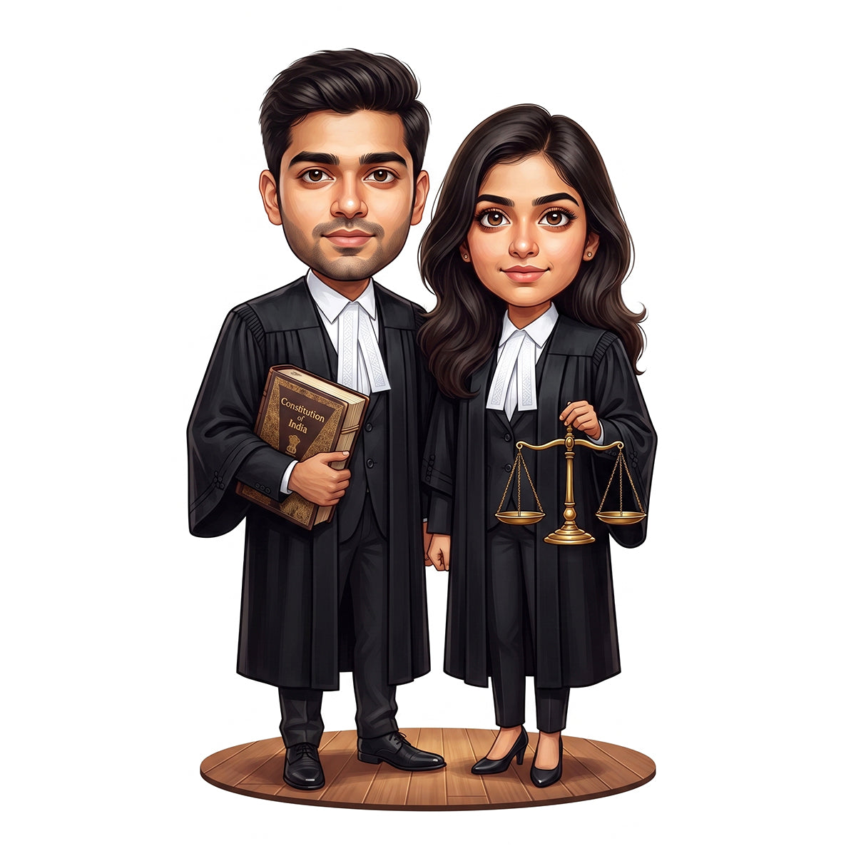 Personalized Lawyer & Advocate Couple Caricature C1293