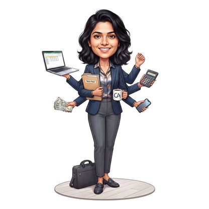 Personalized Chartered Accountant Female CA Caricature C1236