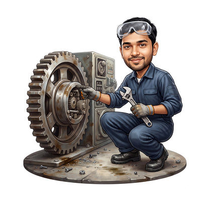 Personalized Engineer Caricature Male Caricature C1310