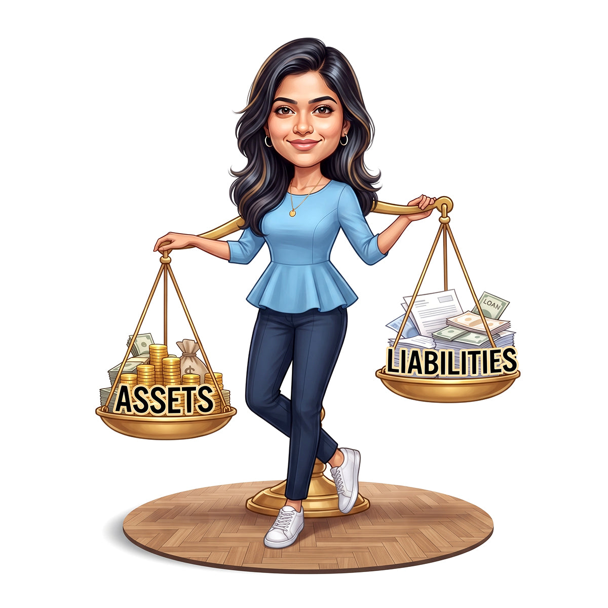 Personalized Chartered Accountant Female CA Caricature C1223