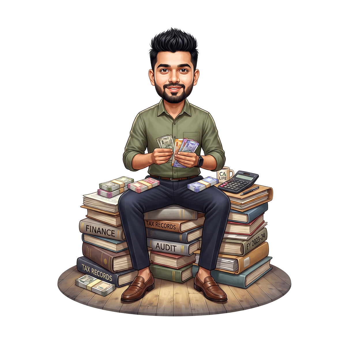 Personalized Chartered Accountant Male CA Caricature C1231