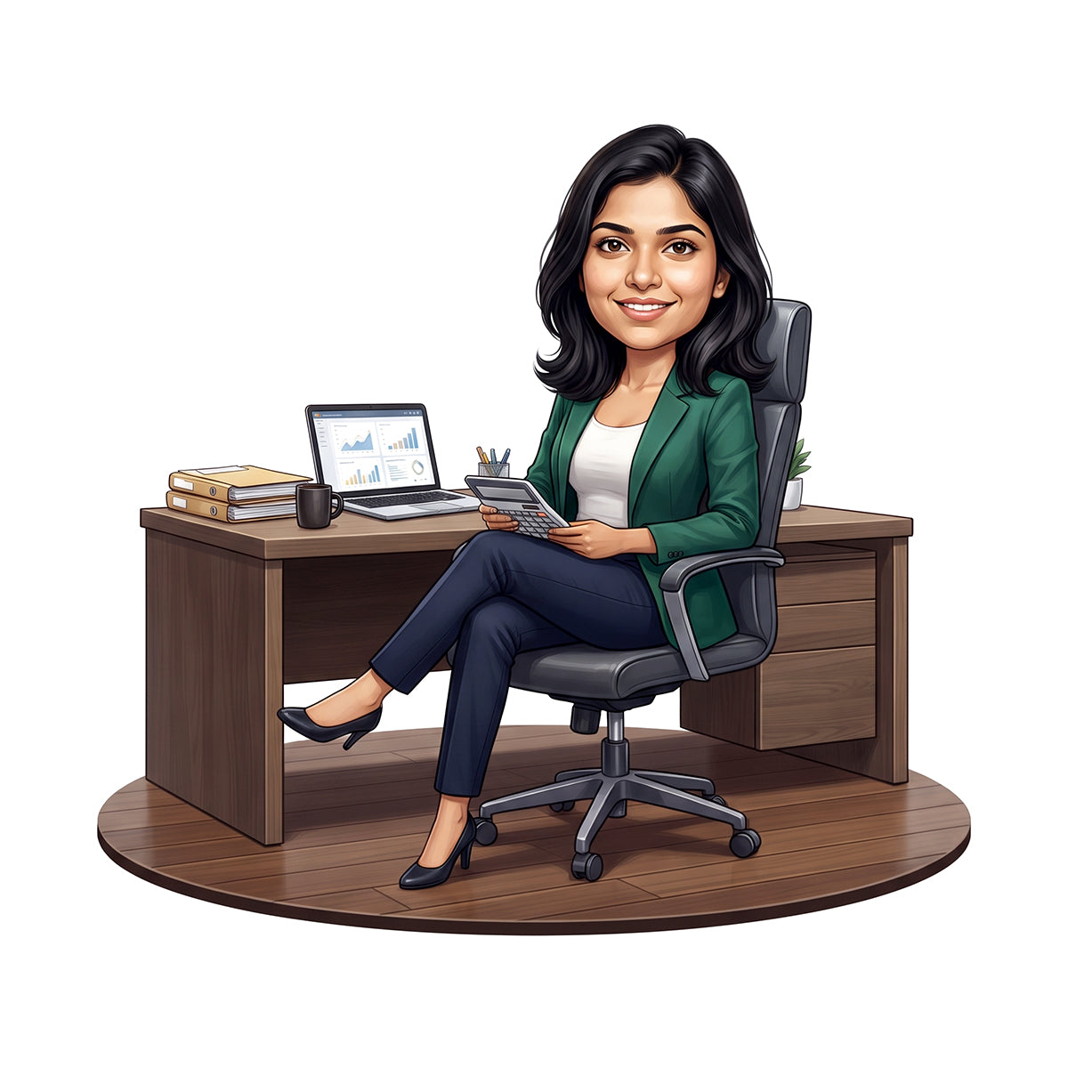 Personalized Chartered Accountant Female CA Caricature C1218