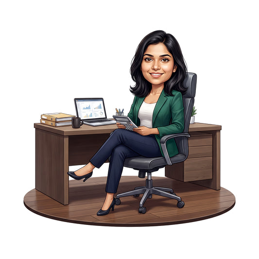 Personalized Chartered Accountant Female CA Caricature C1218
