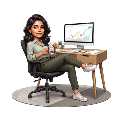 Stock Market Trader Female Caricature C1265