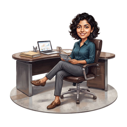 Personalized Chartered Accountant Female CA Caricature C1232