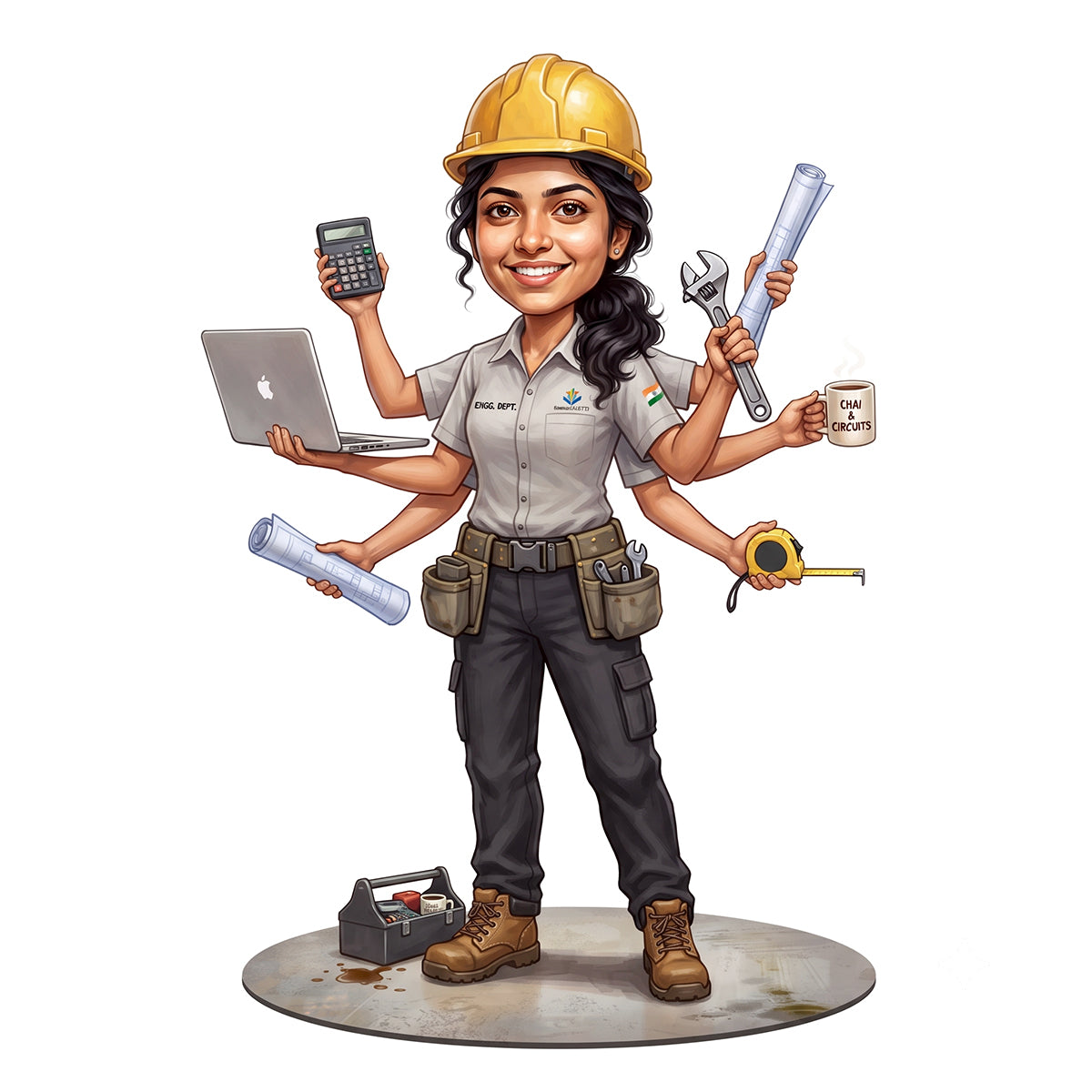 Personalized Engineer Female Caricature C1327