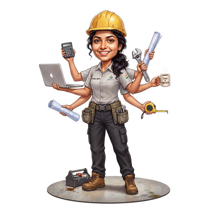 Personalized Engineer Female Caricature C1327