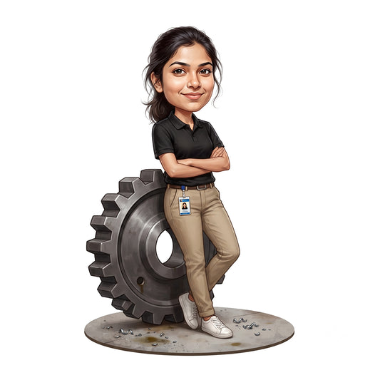 Personalized Engineer Caricature Female Caricature C1316