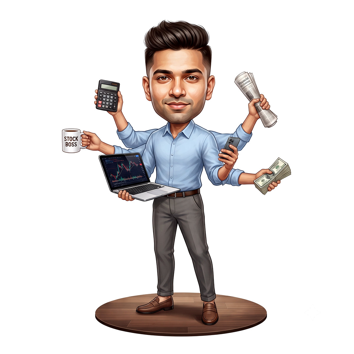 Stock Market Trader Male Caricature C1254