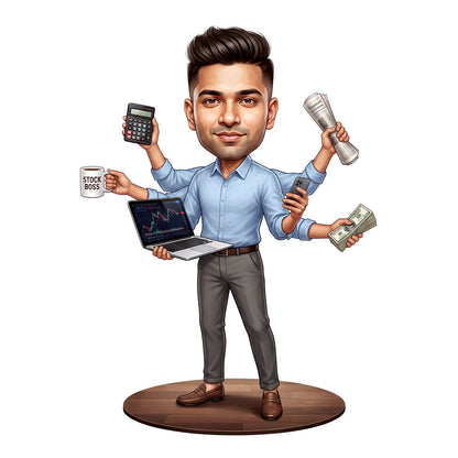 Stock Market Trader Male Caricature C1254