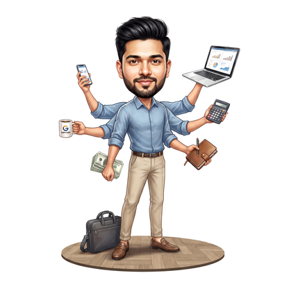 Personalized Entrepreneur & Businessman Multitasker Caricature C1334