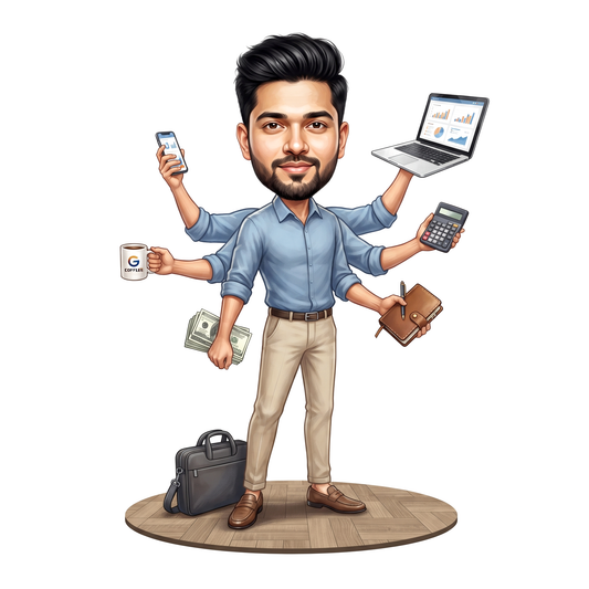 Personalized Entrepreneur & Businessman Multitasker Caricature C1334