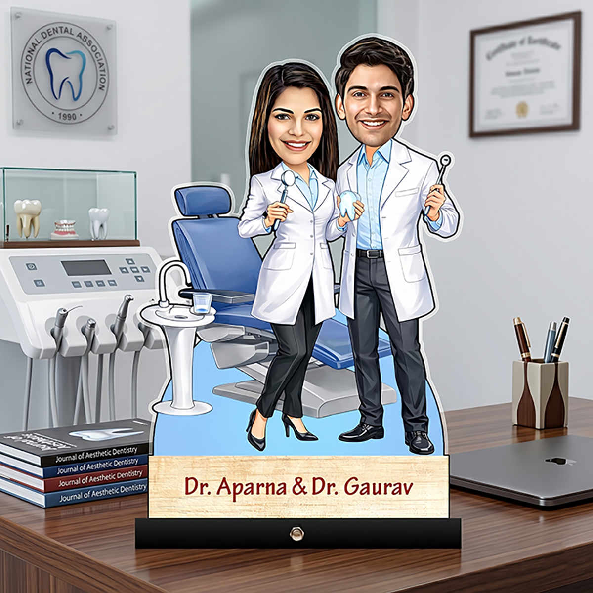 Doctor Dentist Couple Caricature C453