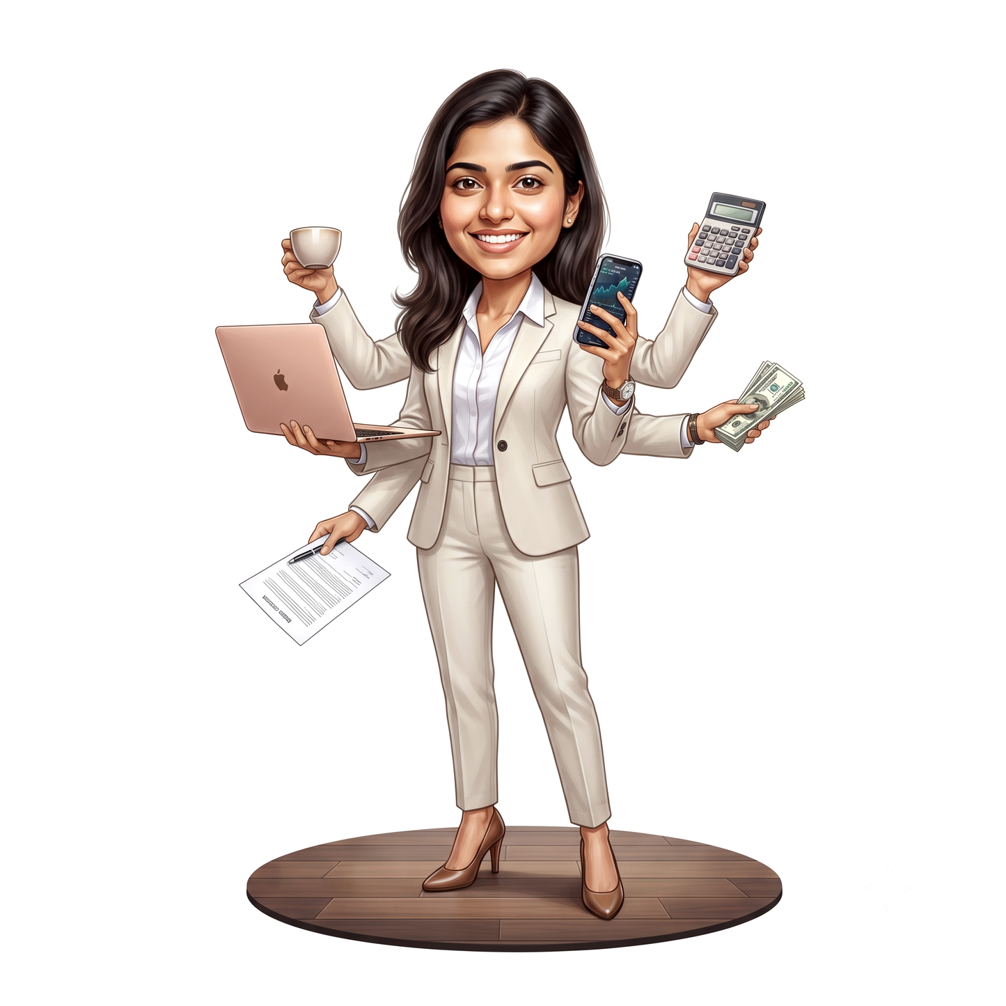 Personalized Entrepreneur & Businessman Multitasker Caricature C1339